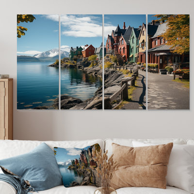 Allemagne, Alesund, ville au bord du lac - Allemagne, art mural 4 pièces