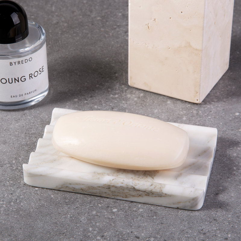 Plateau à savon en marbre naturel, Blanc