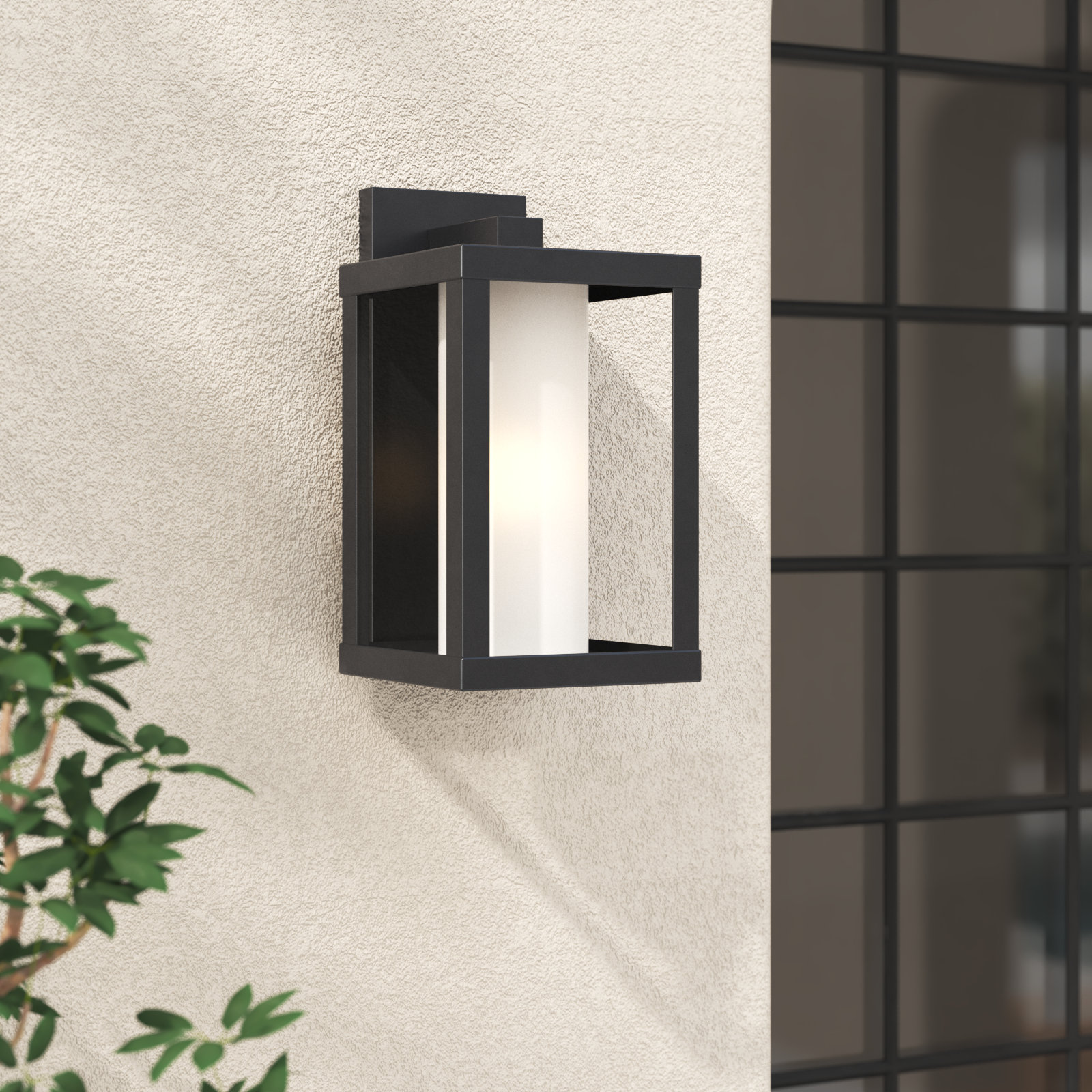 Angola Black Outdoor Wall Lantern, 12" H x 6.7" W x 5.9" D