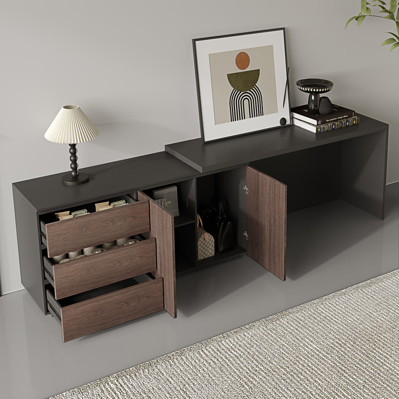 Modern L-Shape Length Adjustable Executive Desk Drawers, Cabinets,Versatile Corner Writing Desk