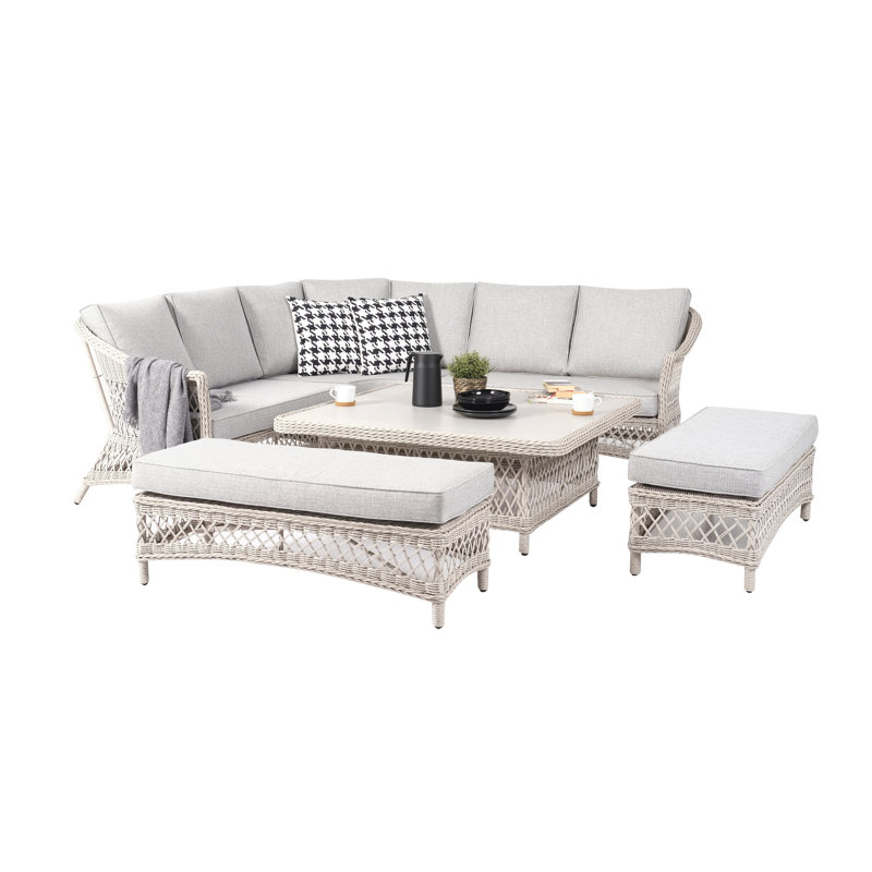 Cotswold Wicker Comfort Corner Set with Height Adjust Table