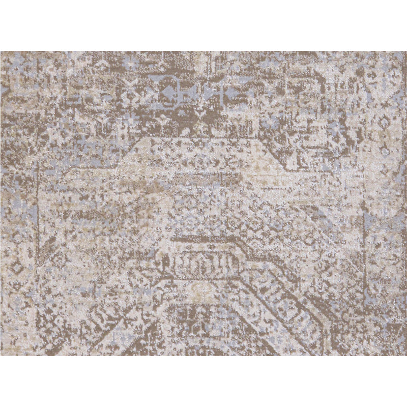 Mona Power Loom Polyester Geometric Area Rug in Cream/Taupe, Rectangle 4' x 5'9"