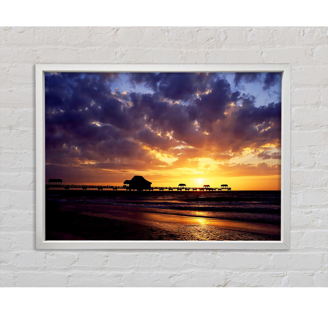 Pier Sunset Horizon - Einzelner Bilderrahmen Kunstdrucke auf Leinwand