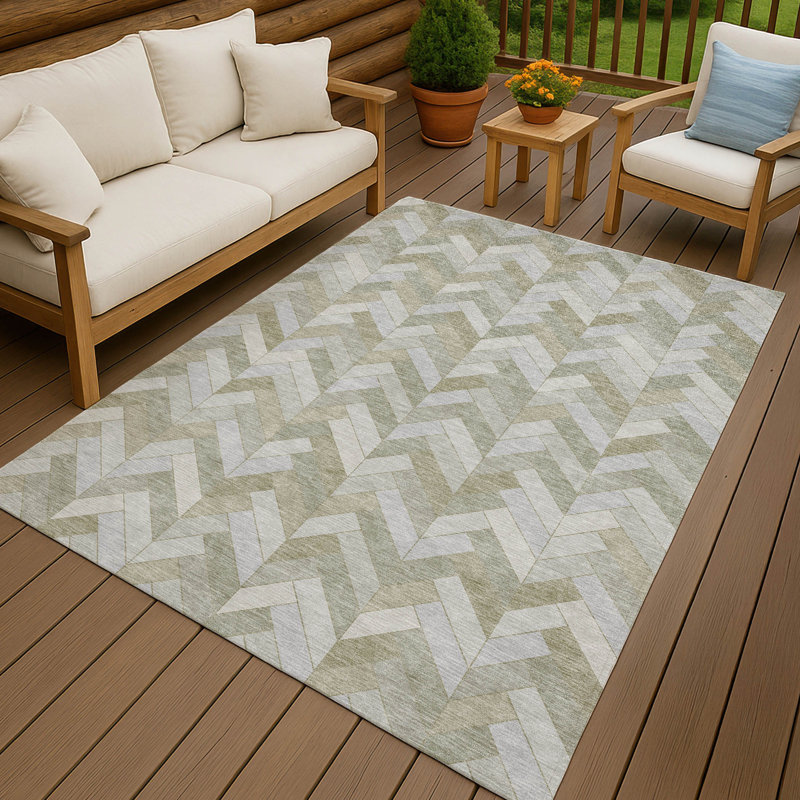 Machine Washable Indoor/Outdoor Matteson ACN2297 Geometric Rug, Rectangle 5' x 7'6"