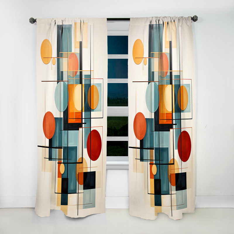 Rideau obscurcissant coloré Mid Century Retro Reflections IV - Mid-Century - 1 panneau, L 52 po x L 84 po