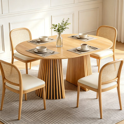 Extendable Pedestal Dining Table – Mid-Century Modern Multi-Functional Table Seats 6-10 People, Converts to Large Coffee Table