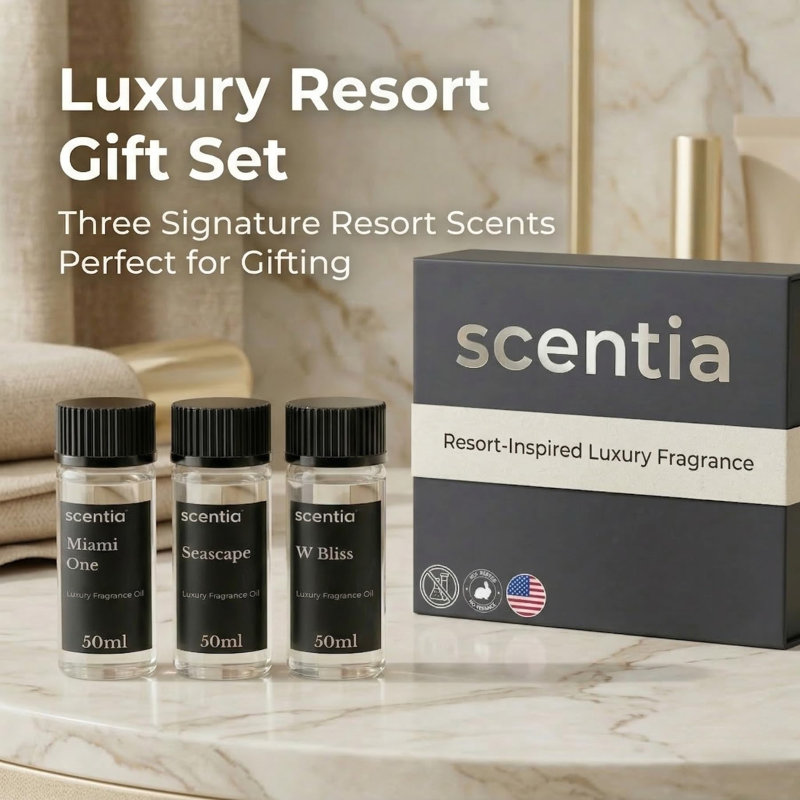  Huile pour diffuseur My Way Hotel | Parfums d'aromathérapie inspirés des hôtels 5 étoiles | Coffret cadeau Luxurious Scents - 3 X 50 ml - The 1 Hotel Miami Beach, W Magic - Cadeau de l'Action de grâce