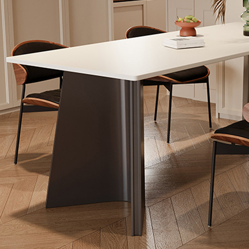 Pure white Rock Slab Tabletop Rectangular Table, 29.52"H x 70.86"L x 35.43"W