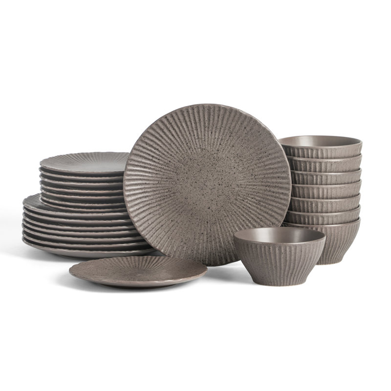 Stone Lain Arlo 24-Piece Dinnerware Set Stoneware, Brown