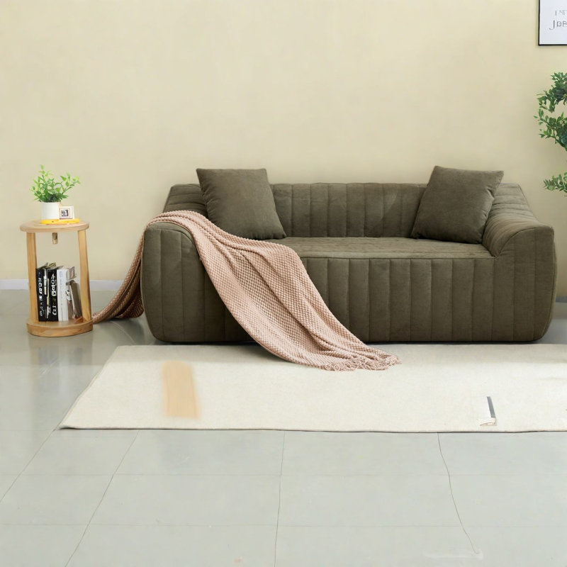 Canapés à compression, causeuse moderne surdimensionnée en similicuir pour petits espaces, Vert