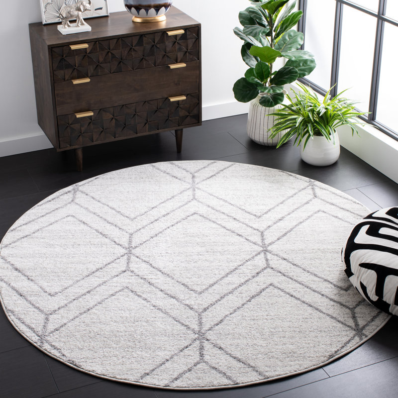 Tapis gris clair Jain, Rond 6 pi