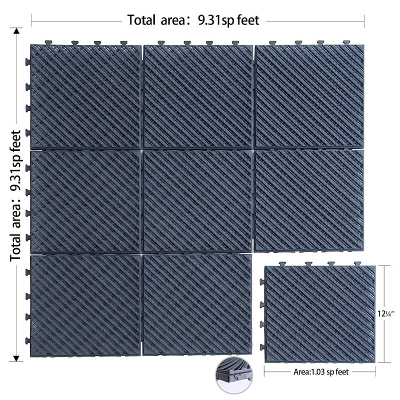 Carreaux de terrasse à emboîtement de patio, Gris foncé
