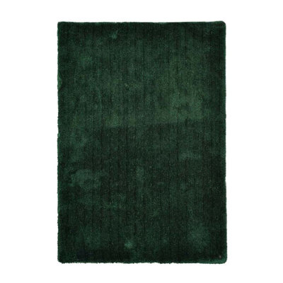 Handmade Cozy rug in dark green