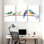Oiseaux multicolores perchés sur une branche avec fleurs, ensemble de 3 impressions sur toile