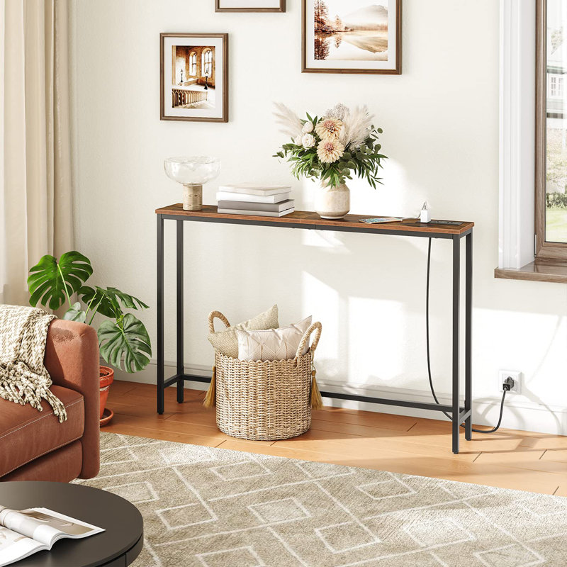 Corkhill 47.2'' Console Table with Power Outlets, Rustic Brown