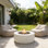 38.2" Round Outdoor Propane Fire Pit Table With MGO Stone Finish, 50,000 BTU Gas Fire Pit With Adjustable Flame, Lava Rocks & Weather-Resistant Cover For Patio, Backyard & Garden