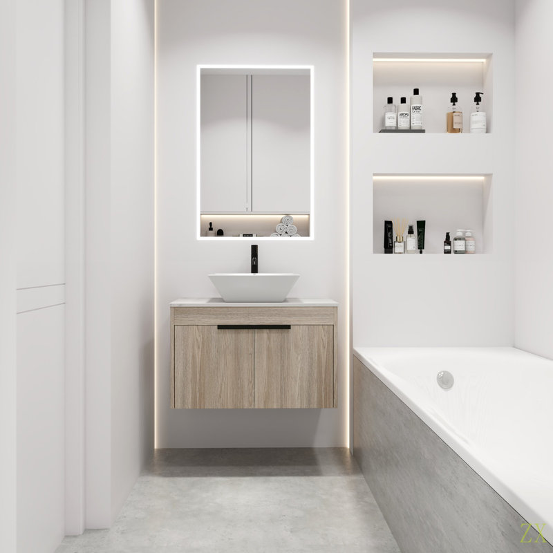 Ensemble de meuble-lavabo flottant 30 po avec lavabo en céramique 30 po Modern Design, 30"