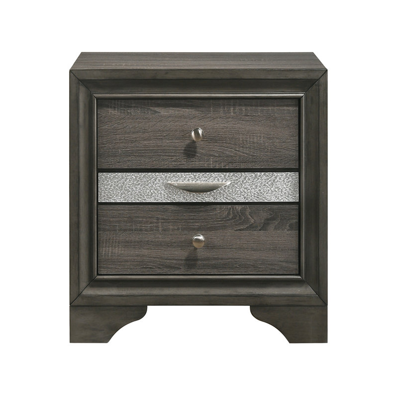Table de chevet 3 tiroirs, Gris