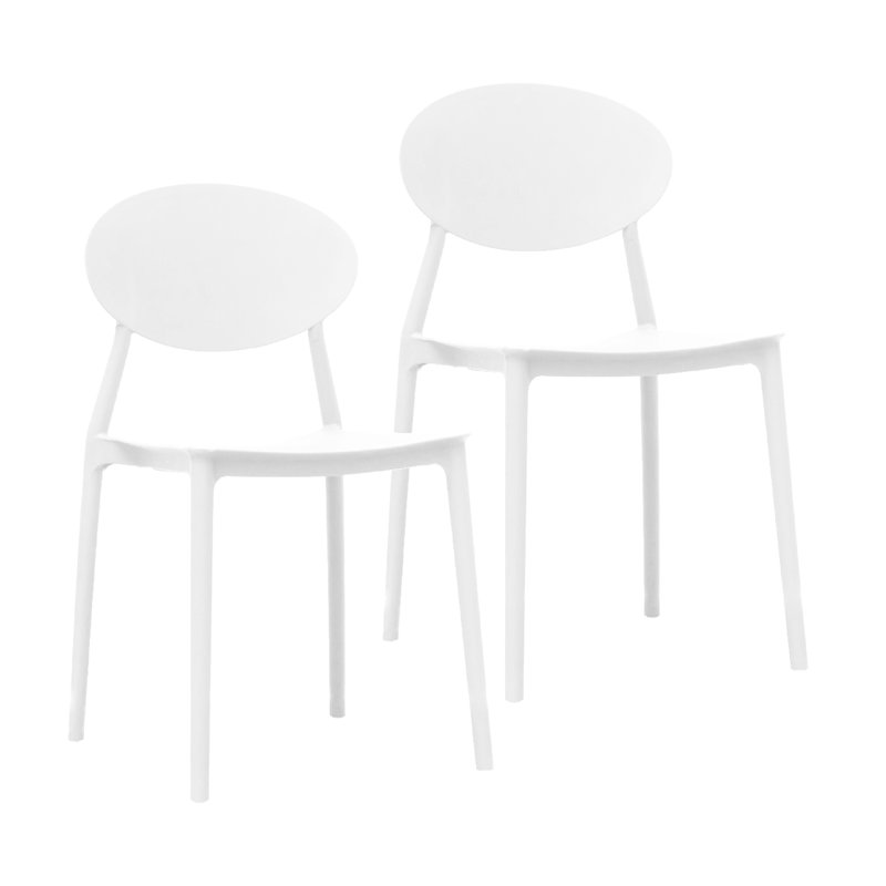 Stacking Patio Dining Side Chair, White