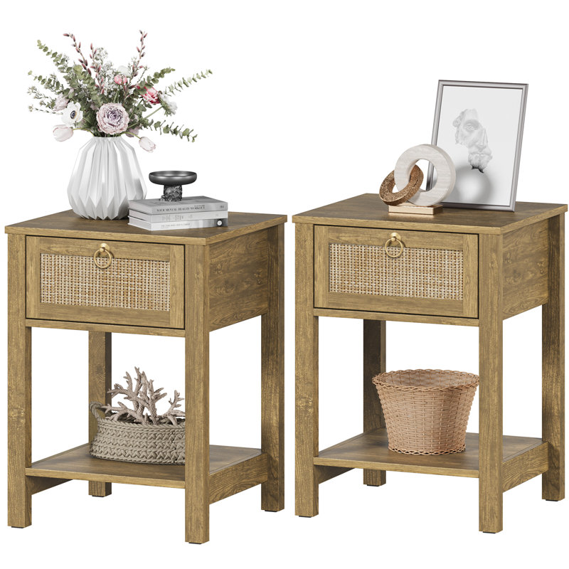 Pomodoro 23.6" H 1-Drawer Nightstand with Tool-Free Assembly, Light Cherry
