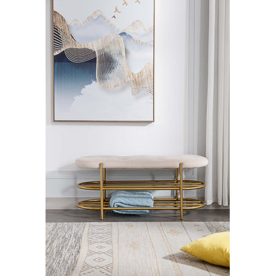 Banc de rangement en velours Rosheda
