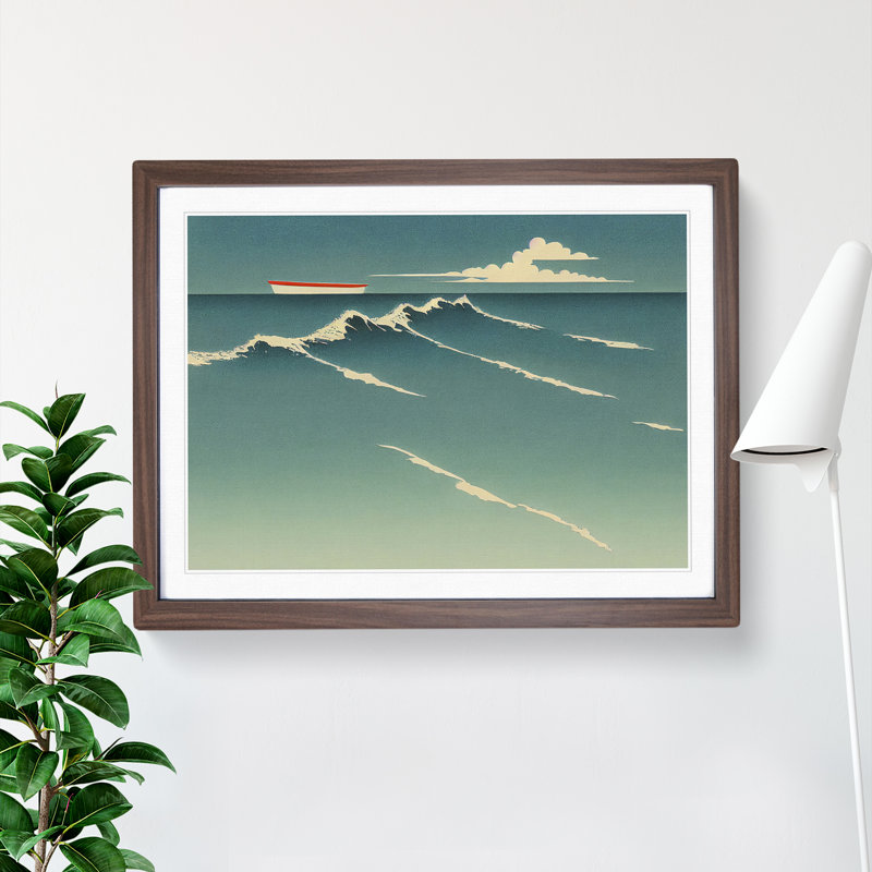 XH1022-7610X Sailing Boat Art - Single Picture Frame Painting, 46cm H x 64cm W x 2cm D, Walnut