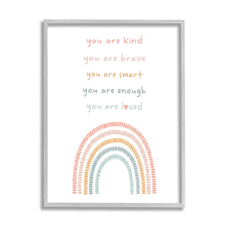 «Inspirational Pastel Rainbow» encadré sur bois par Lil 'Rue, H 30 po x l 24 po x P 1,5 po, Estampe numérique Farmhouse