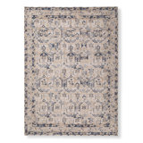 Hand Knotted Wool Oriental Area Rug in Navy/Beige