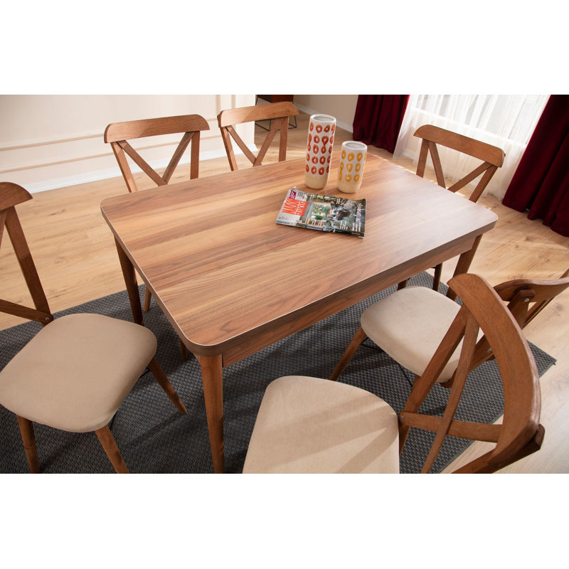 Ensemble de table et chaises de salle à manger extensible, 7 pièces : table, 6 chaises