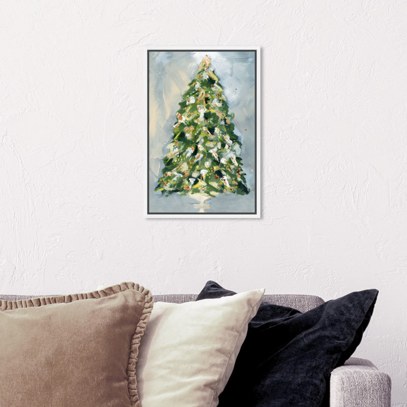 «Christmas Tree 3», peinture sur toile, H 15 po x l 10 po x P 2 po, Flotteur blanc