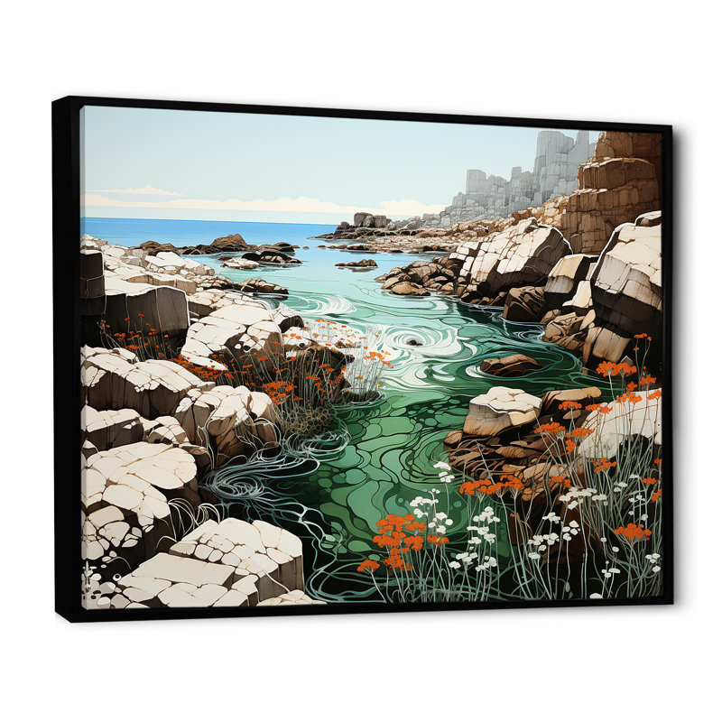 Paysage de plage sauvage II sur toile, Cadre flottant noir, H 34 po x l 44 po