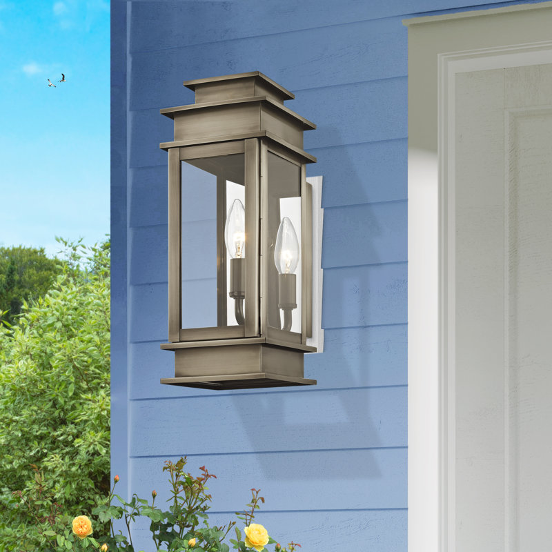 Lanterne murale d'extérieur Cortana, H 14 po x l 5,25 po x P 6 po, Étain rétro