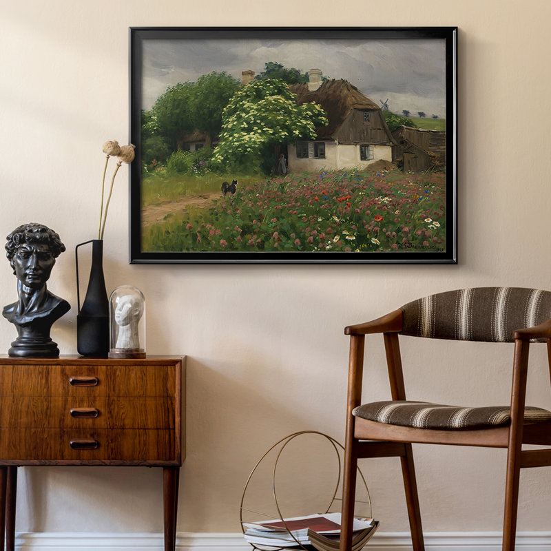 «Idyllic Farmhouse with Blooming Sureau» - Hans Andersen Brendekilde, toile tendue avec châssis, v. Fin du 19e siècle / début du 20e siècle