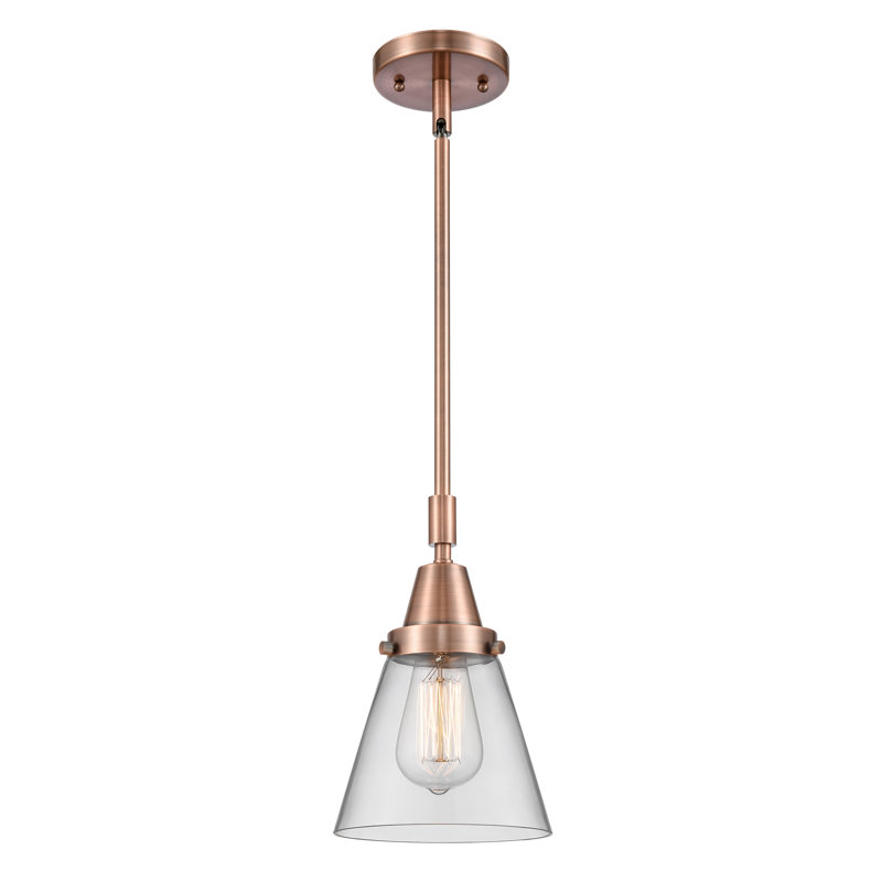 Luminaire suspendu conique 1 lumière Ashwath, Transparent, H 42,12 po x l 6 po x P 6 po, Cuivre antique