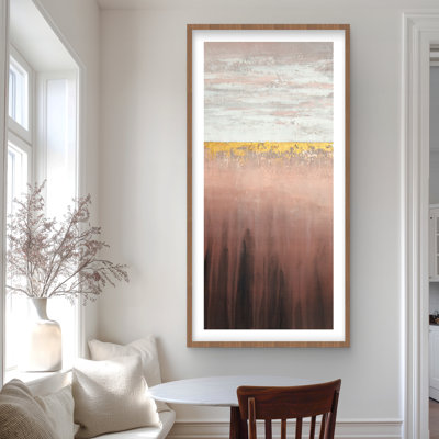 Impression abstraite rose doré | Cadre mat blanc