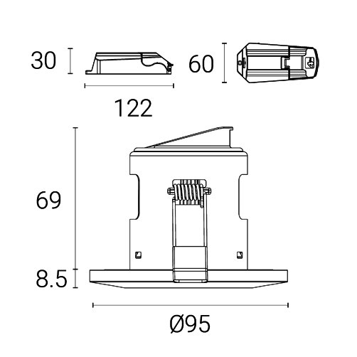 Fire-Rated Indoor Downlight LED integrated Spotlight with IP65 Rating, Black
