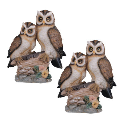 "2-PC Set" ICE ARMOR 4.5"W Owl Couple Standing on Tree Trunk Figurine Figurine Statue Ornament Home/Room Decor and Perfect Gift Ideas for House Warming, Holidays and Birthdays Great Collectible Addition