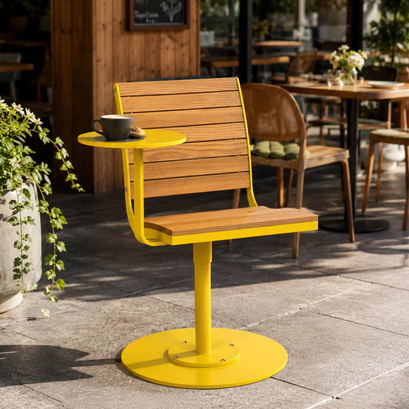 Chaise de patio pivotante imperméable avec porte-gobelet, Yellow