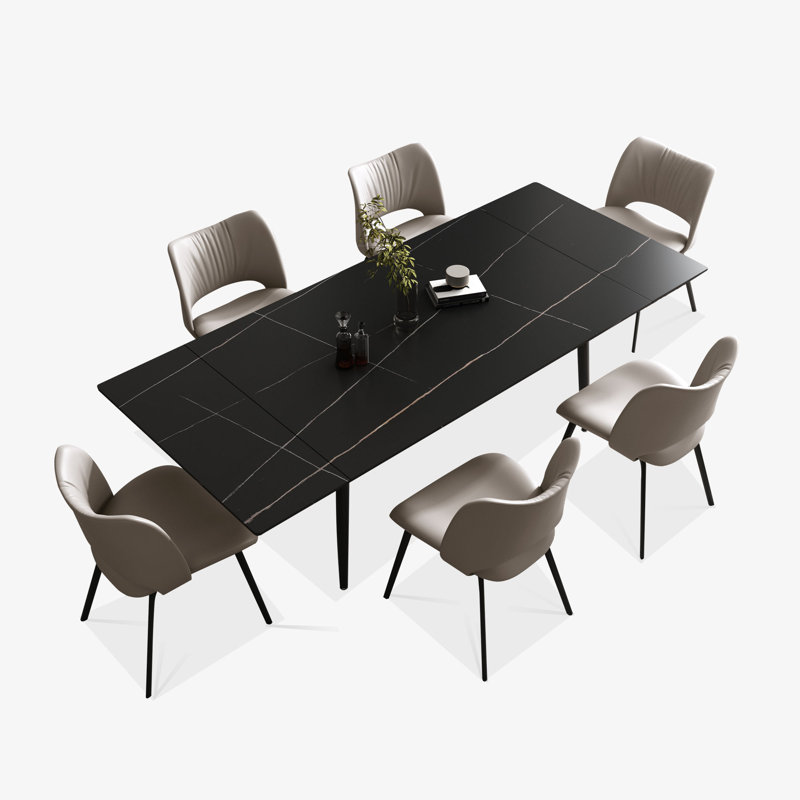Madlaina Dining Table And Chairs Set, Black, 7 Piece Dining Set