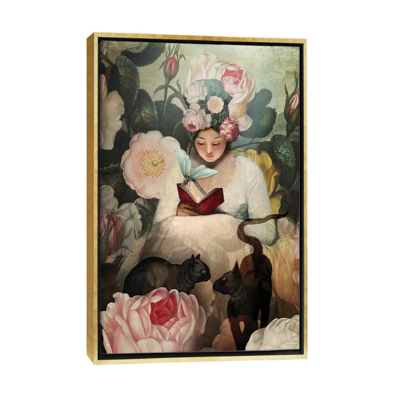 La lecture sur toile par Catrin Welz-Stein, reproduction, H 40 po x l 26 po x P 1,5 po, Encadrement doré