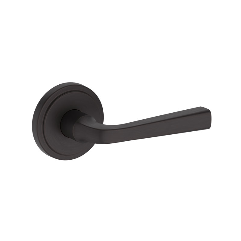Kinsella Passage Lever with Stepped Round Rose in Polished Chrome, Venetian Bronze