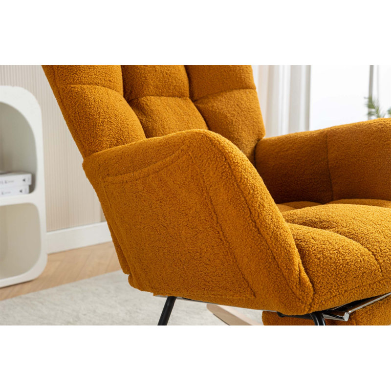 Chaise berçante en tissu Teddy, Caramel Teddy