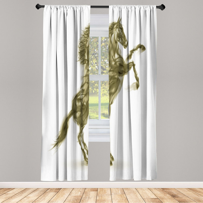 Microfiber Floral Semi-Sheer Rod Pocket Curtain Panels, 28" W x 95" L, Light Green/White