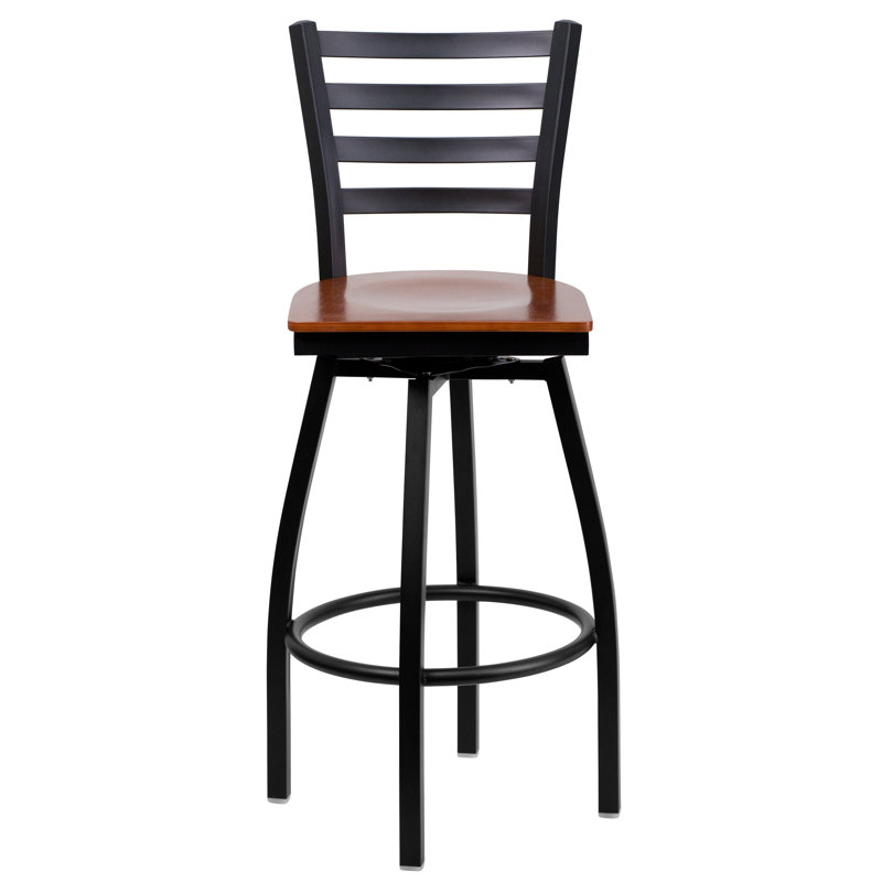 Lomonaco Swivel Upholstered Counter Stool with Metal Frame, Cherry