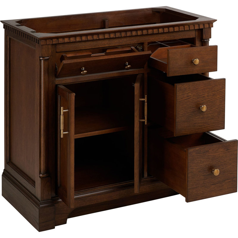 Claudia 36" Mahogany Single Basin Vanity Set with Cabinet, Vanity Top, and Oval Undermount Sink, Antique Brass
