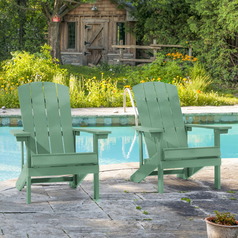 Bucareli Ergonomics Plastic Adirondack Chair, Dark Green