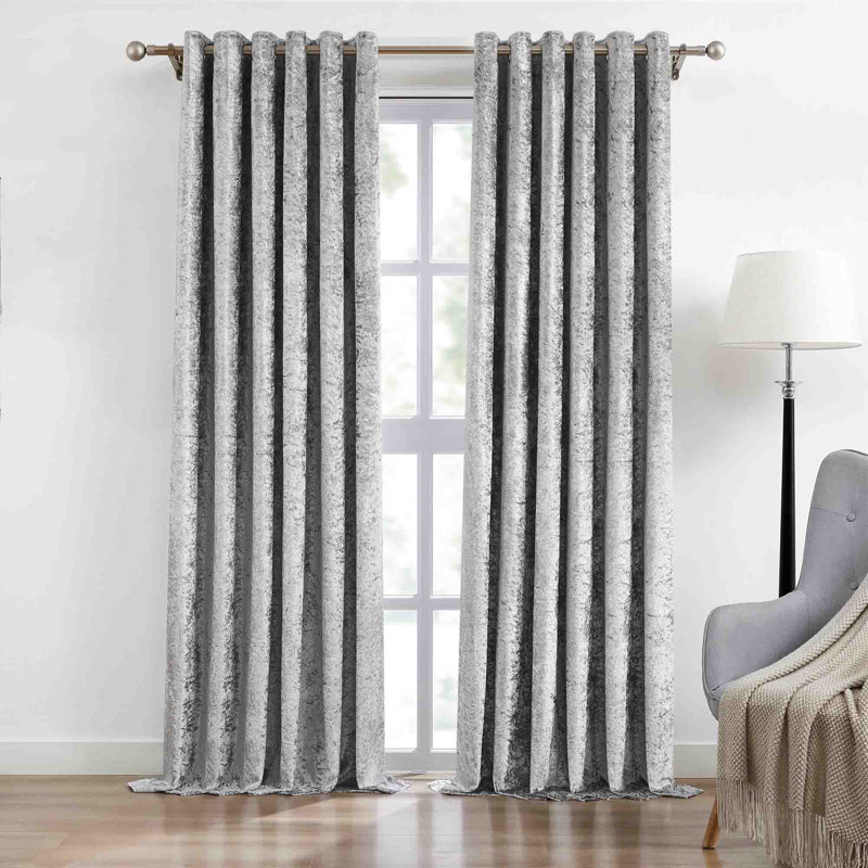 Velvet Blackout Curtain Pair (Set of 2), Silver