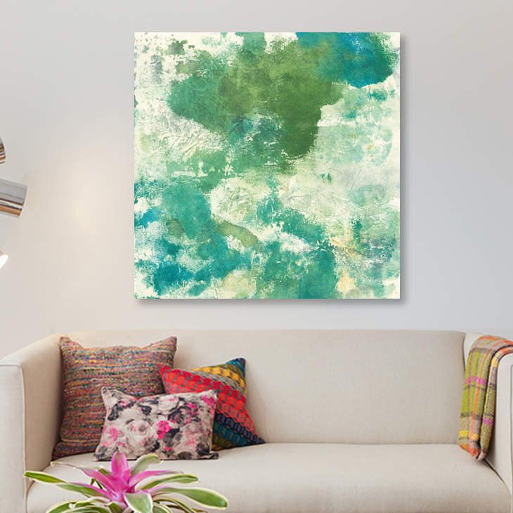 « mossy rock ii », impression sur toile, H 26 po x l 26 po x P 1,5 po, Toile tendue, Pas de tapis