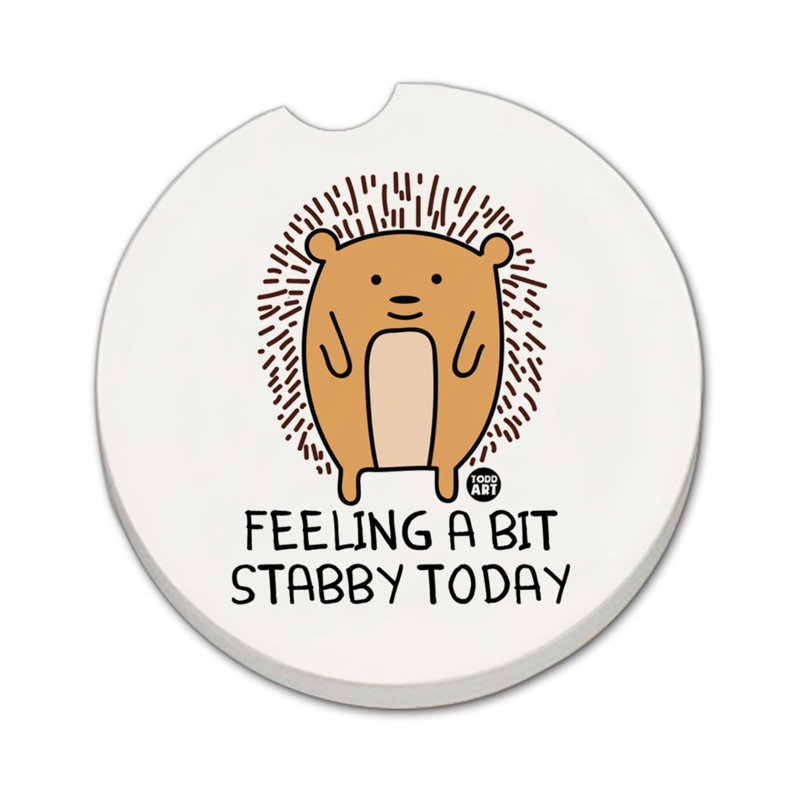 Feeling Stabby Single Round Absorbent Stone Car Coaster