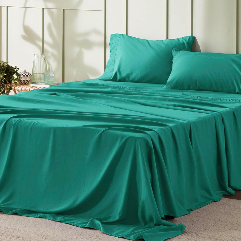 Bedsure Polyester Microfiber Sheet Set Hotel Luxury Sheets, Easy Care Cooling Bed Sheet Set 84GSM（65" x 95"）GentleSoft™️